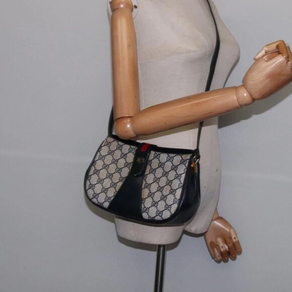 GUCCI GG Supreme Sherry Line Shoulder Bag PVC Navy Gold 72 02 024 Auth 145654 - Picture 14 of 16